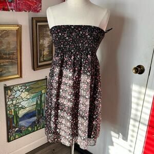 oboe black floral sleeveless dress